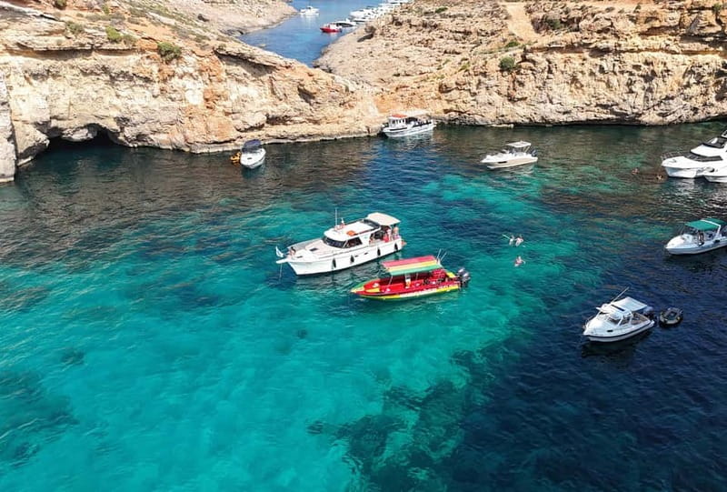 Blue Lagoon:Malta Crystal Lagoon, Comino,Private Speedboat - A second swim and Santa Maria Caves
