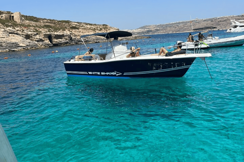 Cirkewwa/Mgarr: Blue and Crystal Lagoon Private Boat Charter - Monte Cristo and Popeye’s Cave from the water