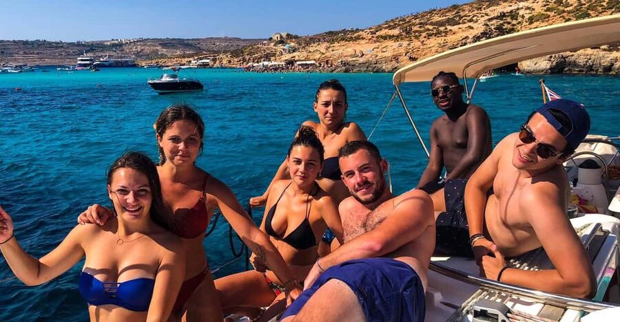 From Marsamxett: Maltese Islands Private Yacht Charter - Swimming and snorkeling in clear bays