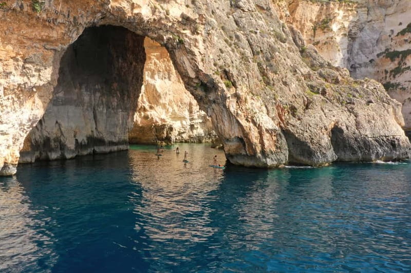 Malta: Blue Grotto SUP and Snorkeling Tour - Blue Grotto Bay 2 from a paddleboard