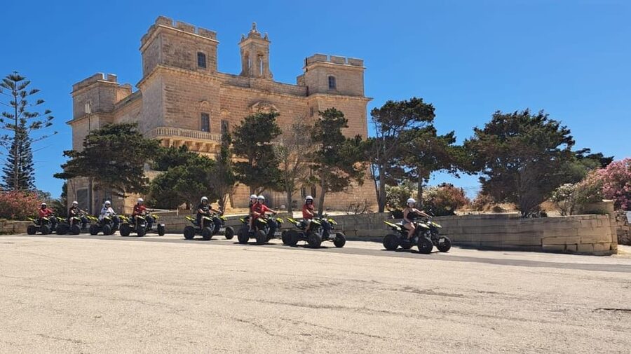 North Malta: Quad Bike Tour with Scenic Land, Sea & Swimming - Pickup, briefing, and getting comfortable on the quad