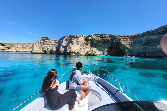 Private Boat Tour at Comino's Blue Lagoon and Crystal Lagoon - Cliffs, coves, and the P31 wreck