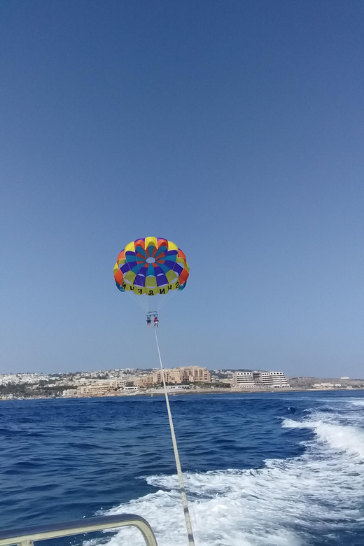 St. Julian's: Malta Parasailing Adventure with Photos - Going up above St. George’s Bay
