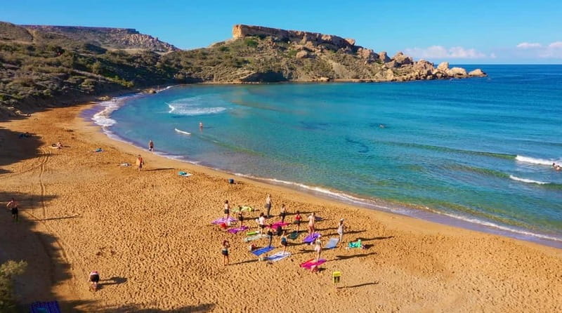 Sunday: Ghajn Tuffieha (Riviera) Beach Yoga Class - Swimming after class adds real value