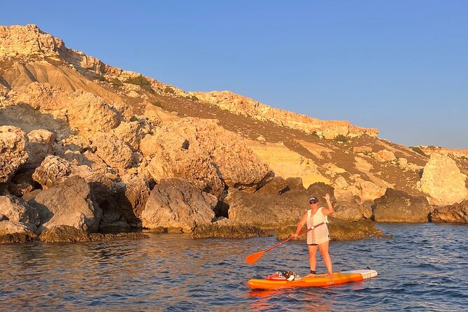SUP Sunset Paddling to Ta Marija Caves - Inside the cave, then back along the shoreline