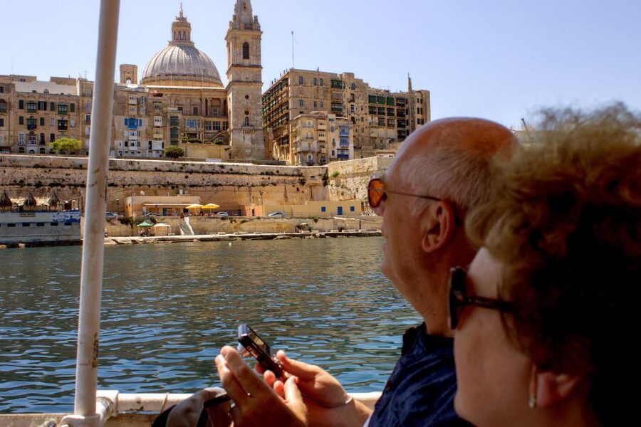 The Best Traditional 2 Harbours Day Cruise of Malta - Crossing toward Valletta’s Grand Harbour